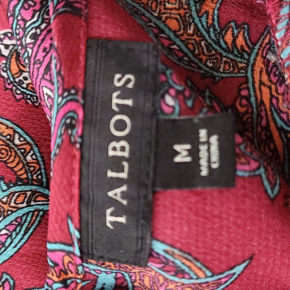 Talbots Red Paisley Ruffle Blouse - Picture 4 of 5